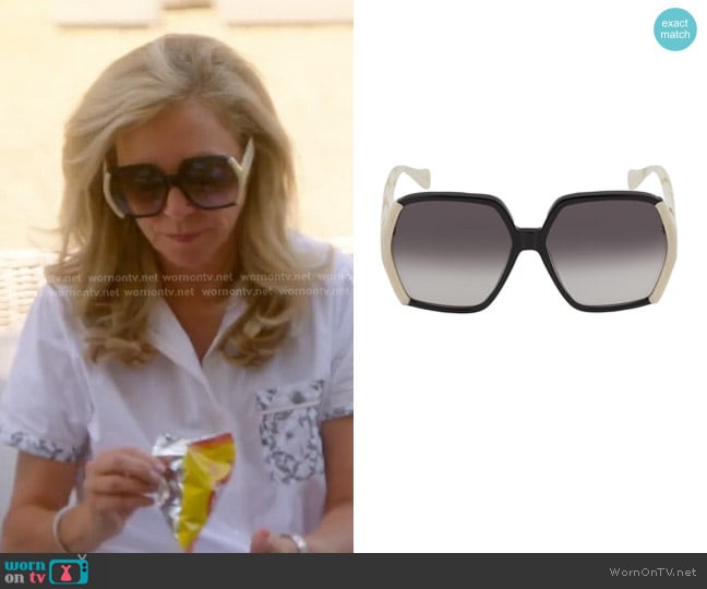 Gucci GG1065S Oversized Square Sunglasses worn by Sutton Stracke on The Real Housewives of Beverly Hills