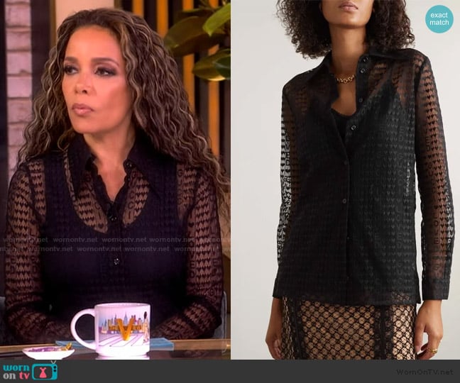 Gucci Love parade cotton-blend lace shirt worn by Sunny Hostin on The View