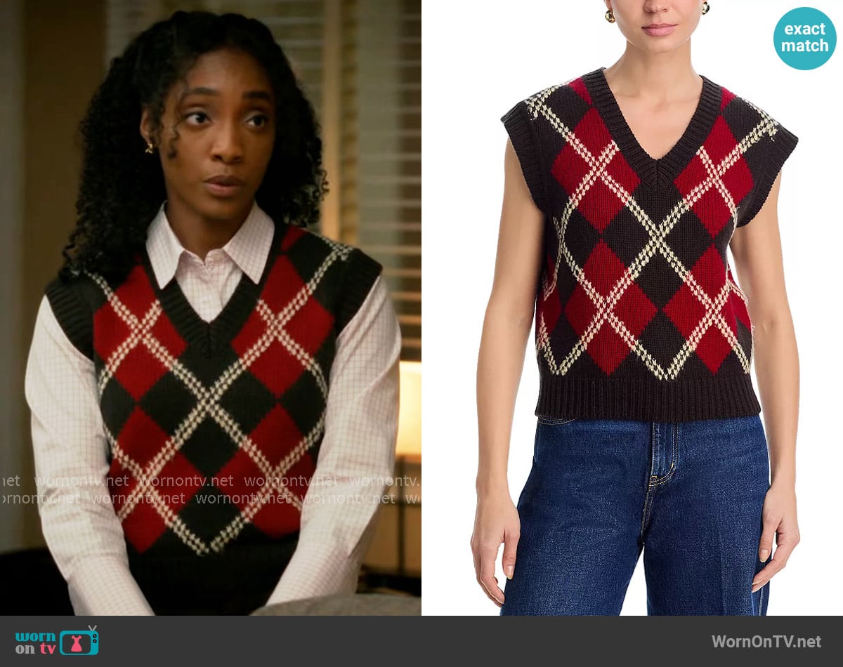 Guest in Residence Argyle wool-blend vest worn by Faith Mitchell (Iantha Richardson) on Will Trent