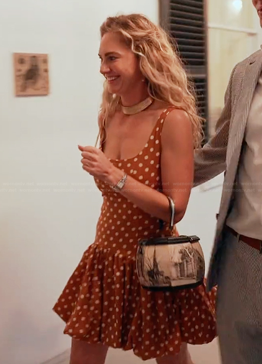 Hannah’s brown polka dot dress on Southern Charm