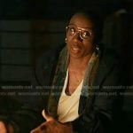 Hen’s navy patchwork trim denim jacket on 9-1-1