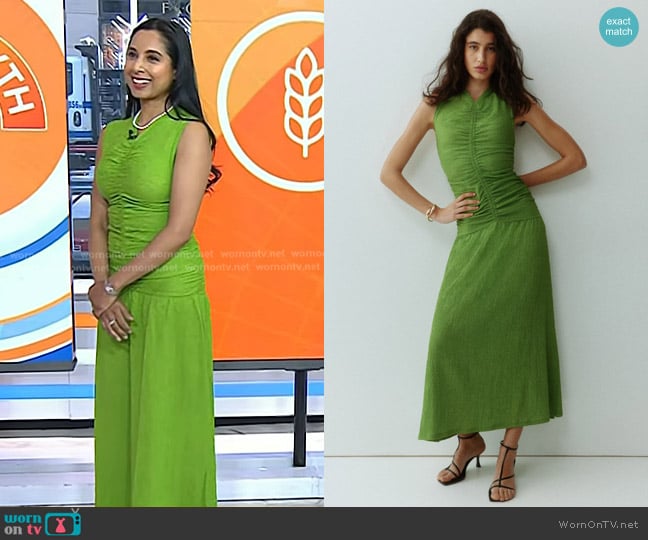 H&M Draped Jersey Dress in Green worn by Dr. Roshini Raj on Today