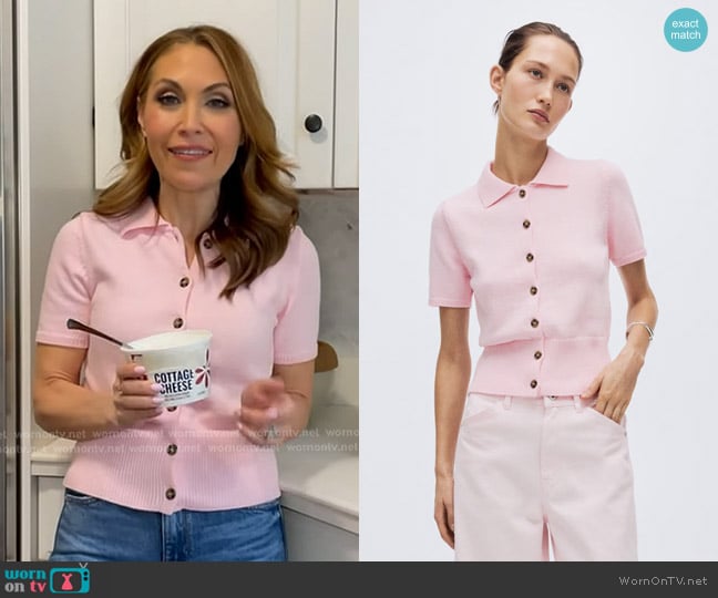 Lori’s pink short sleeve cardigan on GMA