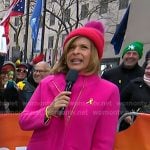 Hoda’s pink zip coat on Today