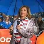 Hoda’s pink hooded rain coat on Today