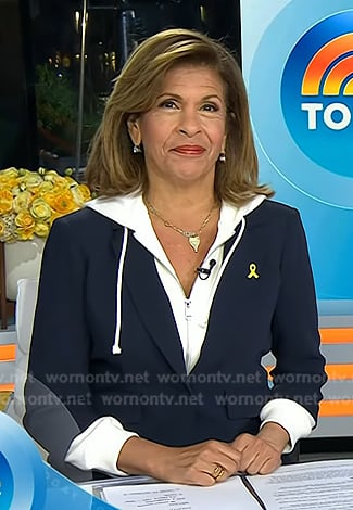 Hoda’s navy hooded blazer on Today