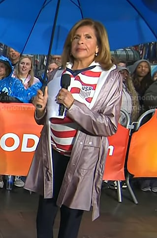 Hoda’s pink hooded rain coat on Today