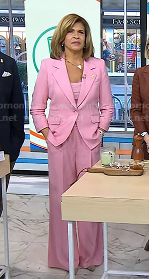 Hoda's pink top, blazer and wide-leg pants on Today