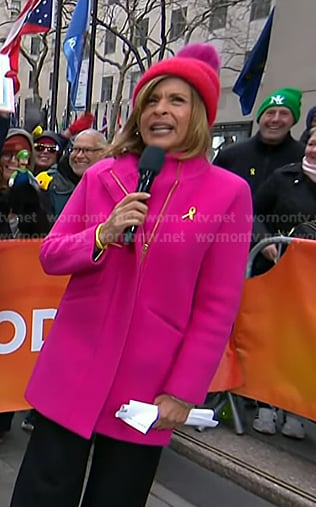 Hoda’s pink zip coat on Today
