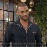 Holden’s navy pajama style shirt and white pants on The Young and the Restless
