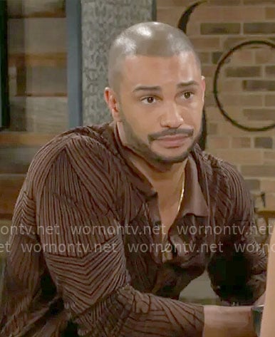 Holden’s brown mixed stripe shirt on The Young and the Restless