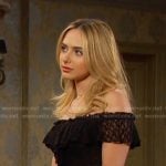 Holly’s black off-shoulder lace top on Days of our Lives