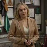 Hope’s beige floral embroidered blazer on The Bold and the Beautiful