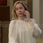 Hope’s white lace trim blouse on The Bold and the Beautiful