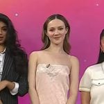 Iris Apatow’s pink asymmetric slip dress on Today
