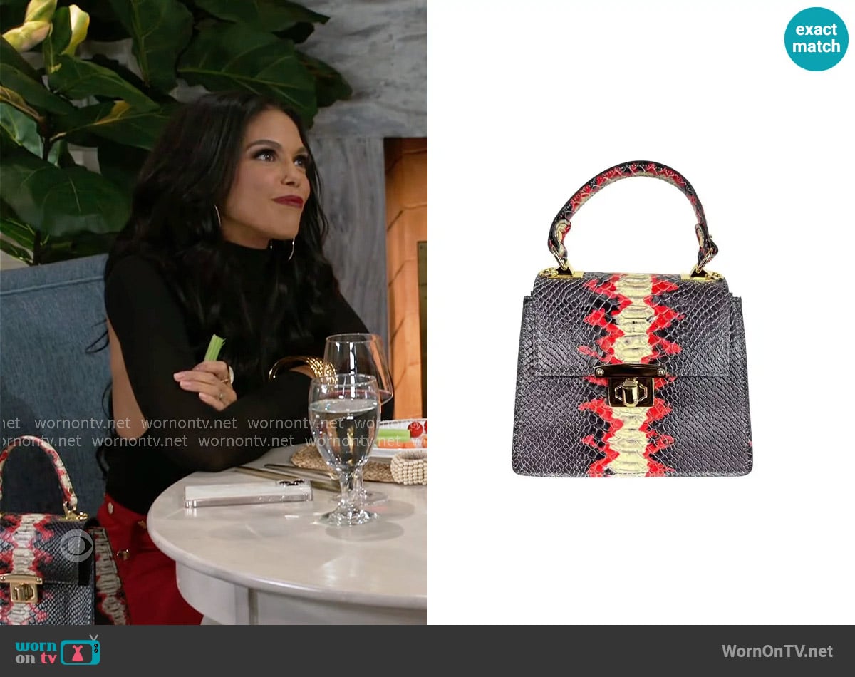 Ivan Troy Ada Brown Women’s Handbag in Black & Red worn by Dani Dupree (Karla Mosley) on Beyond the Gates