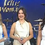 Muirgen O’ Mahony’s ivory satin top and maxi skirt on Today