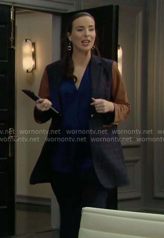 Ivy’s plaid blazer with brown sleeves on The Bold and the Beautiful