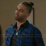 Izaiah’s blue plaid shirt on Beyond the Gates