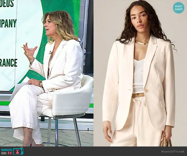 J. Crew Arden blazer in Luster Canvas Summer Linen worn by Christine Romans on Today