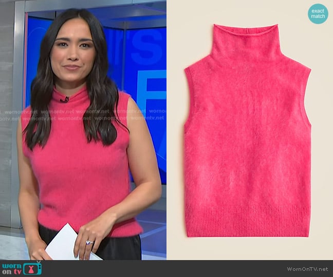 J. Crew Brushed Cashmere Turtleneck Sweater Shell worn by Emilie Ikeda on NBC News Daily