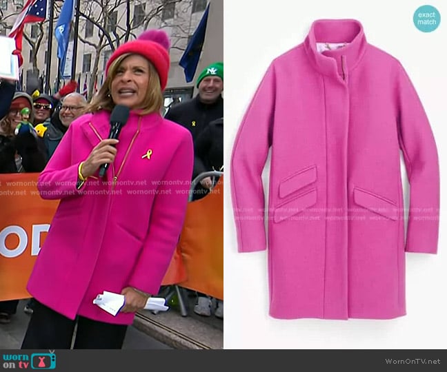 J. Crew Cocoon Coat in Italian Stadium in Vivid Flamingo worn by Hoda Kotb on Today