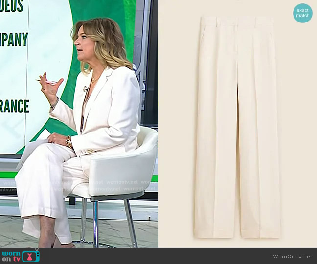 J. Crew Cuffed Wide-leg Trouser in Luster Canvas Summer Linen worn by Christine Romans on Today