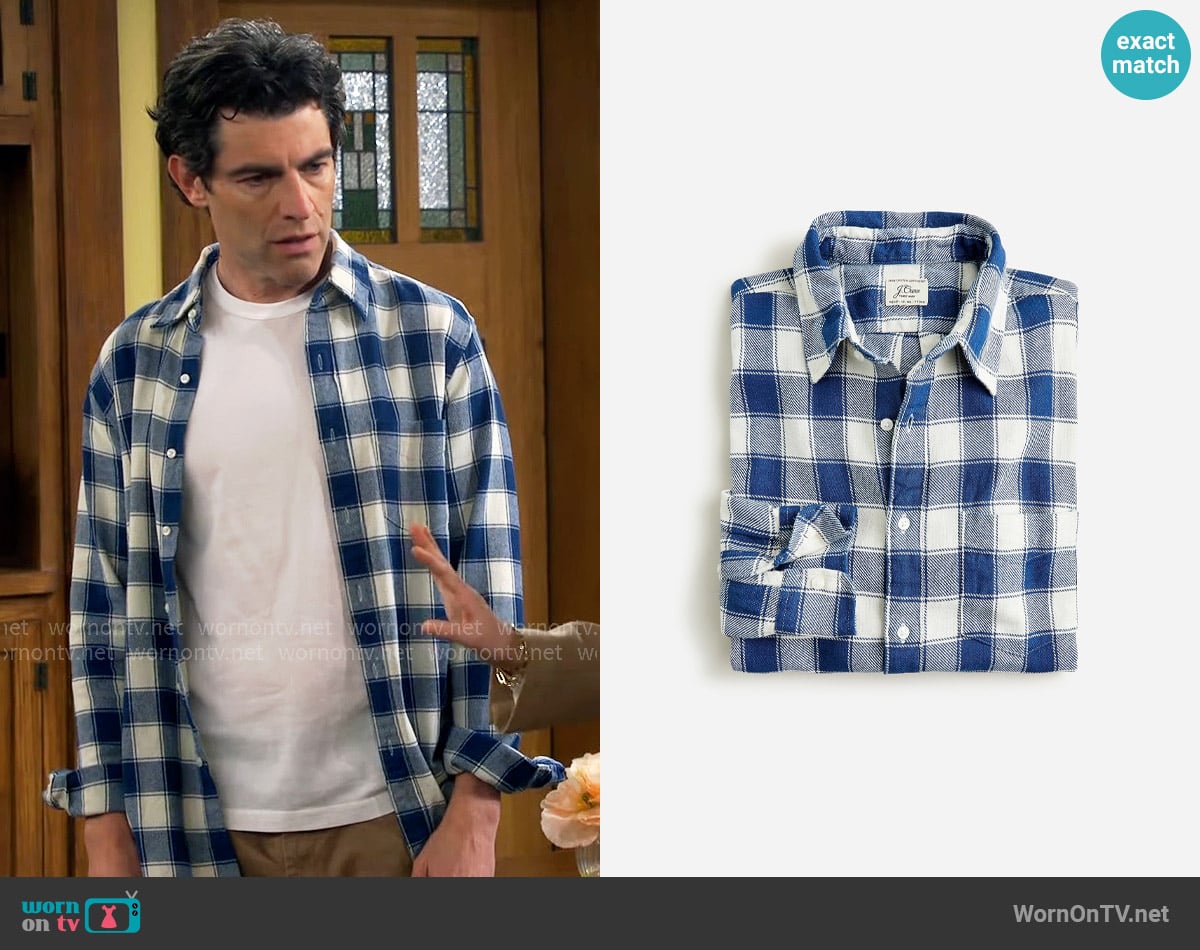 J. Crew Indigo-dyed steep twill shirt worn by Dave Johnson (Max Greenfield) on The Neighborhood