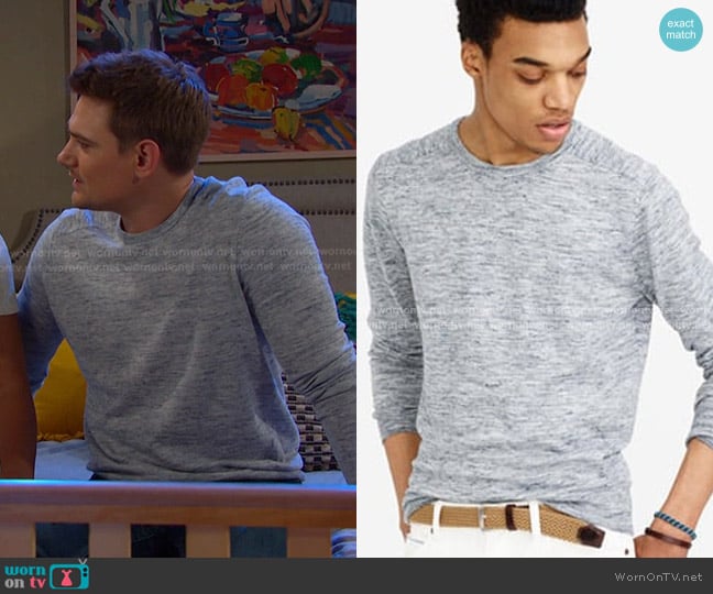 J. Crew Lightweight Cotton-Blend Crewneck Sweater worn by Johnny DiMera (Carson Boatman) on Days of our Lives