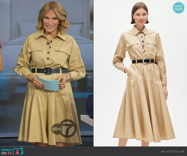 Tory’s beige midi dress on GMA