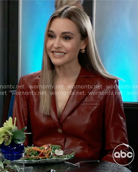 Jacinda’s red leather blazer dress on General Hospital