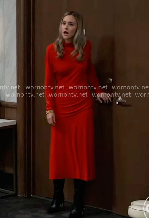 Jacinda’s red midi dress on General Hospital