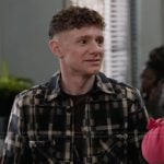 Jacob’s black check print shirt on Abbott Elementary