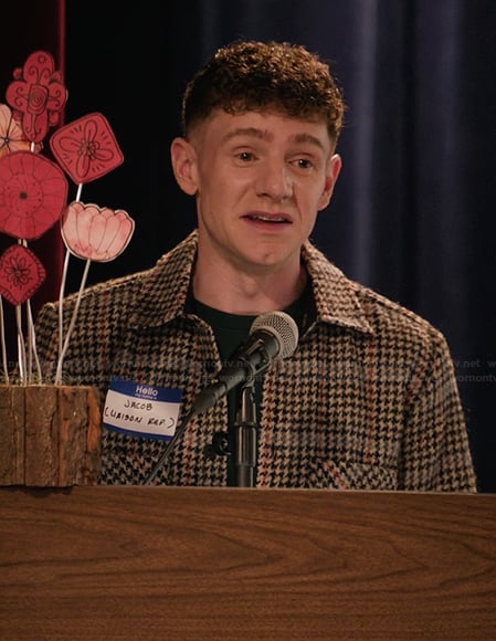 Jacob's check print jacket on Abbott Elementary