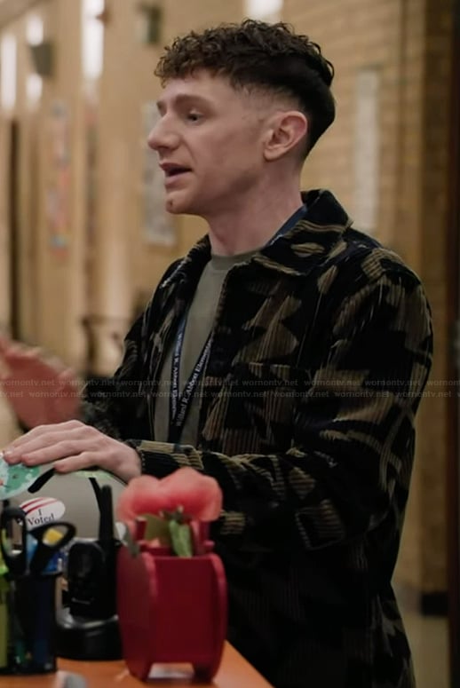 Jacob’s green corduroy jacket on Abbott Elementary