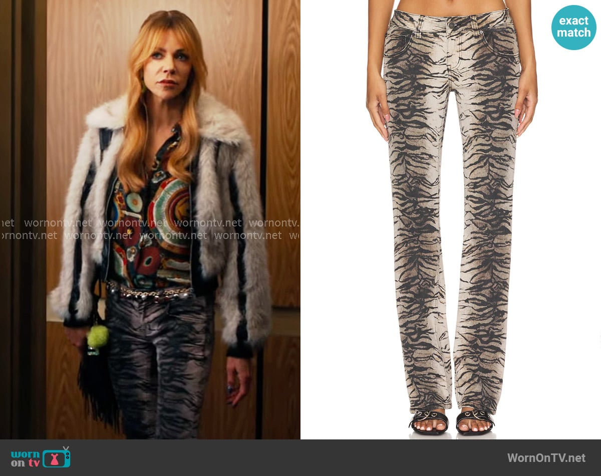 Jaded London Bootcut Jeans in Tiger worn by Morgan Gillory (Kaitlin Olson) on High Potential