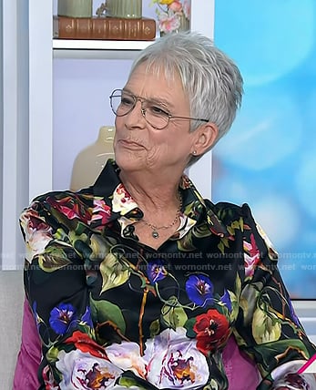 Jamie Lee Curtis's black floral blouse on Today