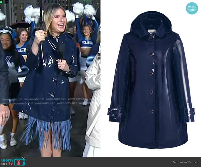 Jane Post Iconic Princess Hooded Rain Coat in Navy worn by Jenna Bush Hager on Today