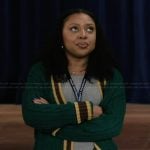 Janine’s green cable knit cardigan on Abbott Elementary