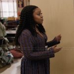 Janine’s blue textured dress on Abbott Elementary