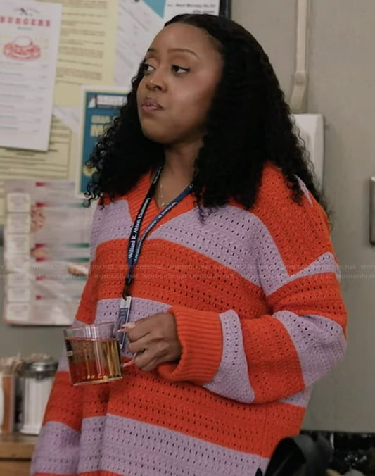 Janine's stripe knit sweater on Abbott Elementary
