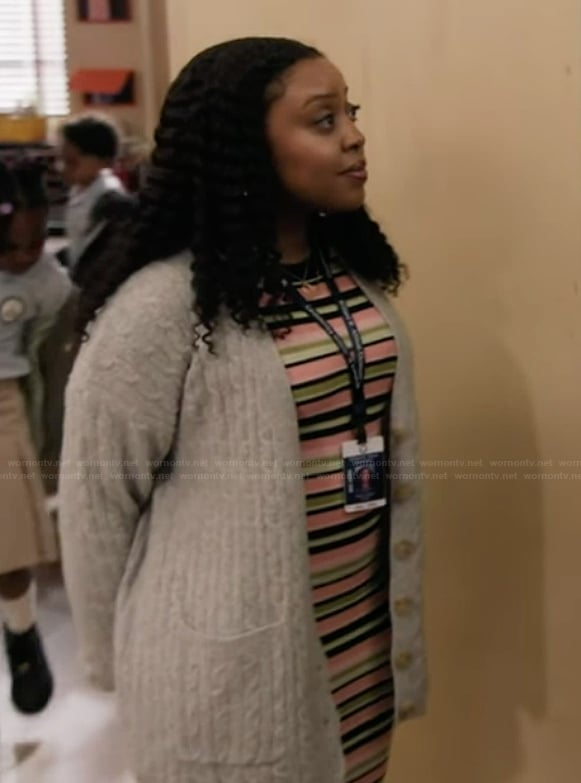 Janine’s striped dress on Abbott Elementary