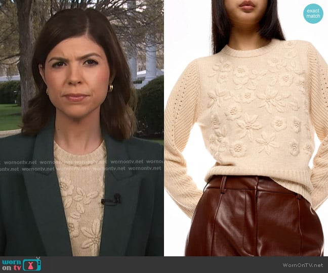 Jason Wu Floral Sweater worn by Monica Alba on NBC News Daily