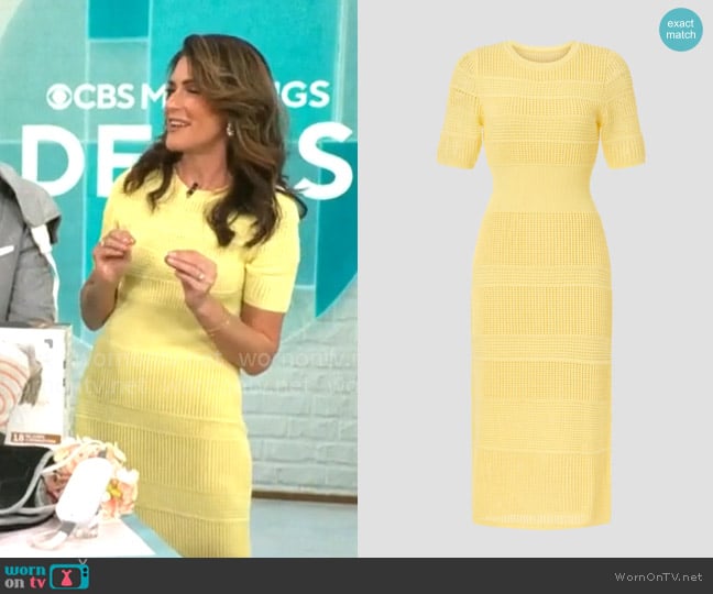 Adriane Kiss’ yellow knit dress on CBS Mornings