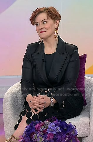 Jen Hartstein’s dot embroidered skirt and earrings on Today