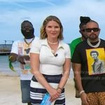 Jenna’s navy striped wide leg pants on Today