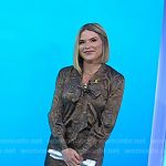 Jenna’s brown print tie neck blouse and skirt on Today