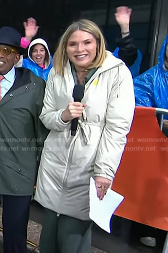 Jenna’s ivory hooded puffer coat on Today