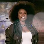 Jennifer Hudson’s brown cropped bomber jacket on The Voice