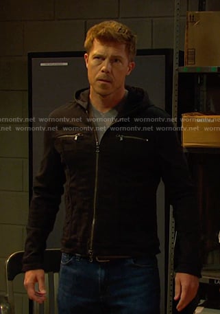 Jeremy’s black hooded denim jacket on Days of our Lives